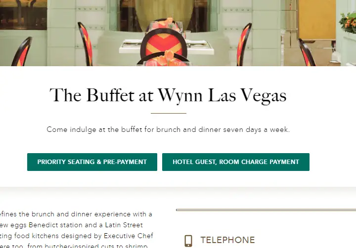Resumen de Wynn Buffet: precios, horarios, menú y descuentos