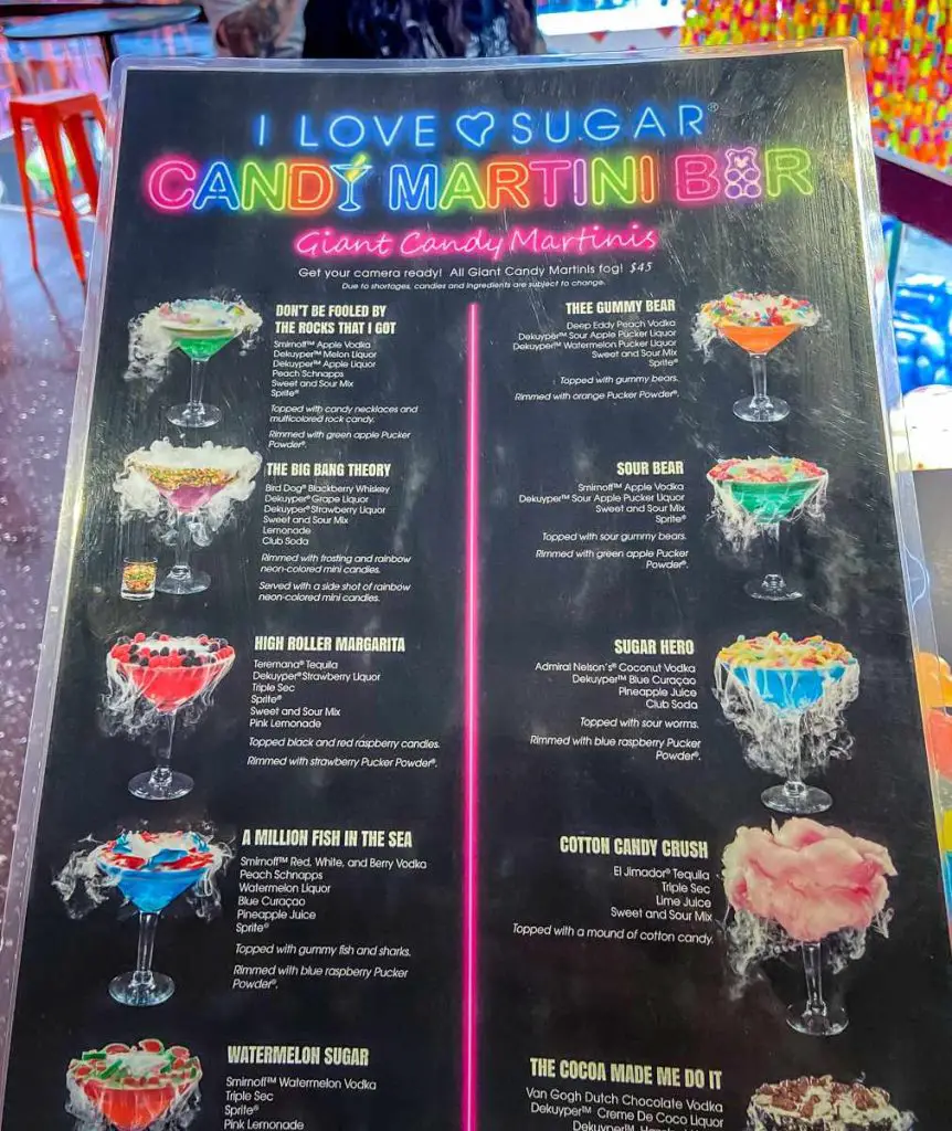 I Love Sugar Las Vegas (Candy Martini Bar) – Menú, precios y horarios