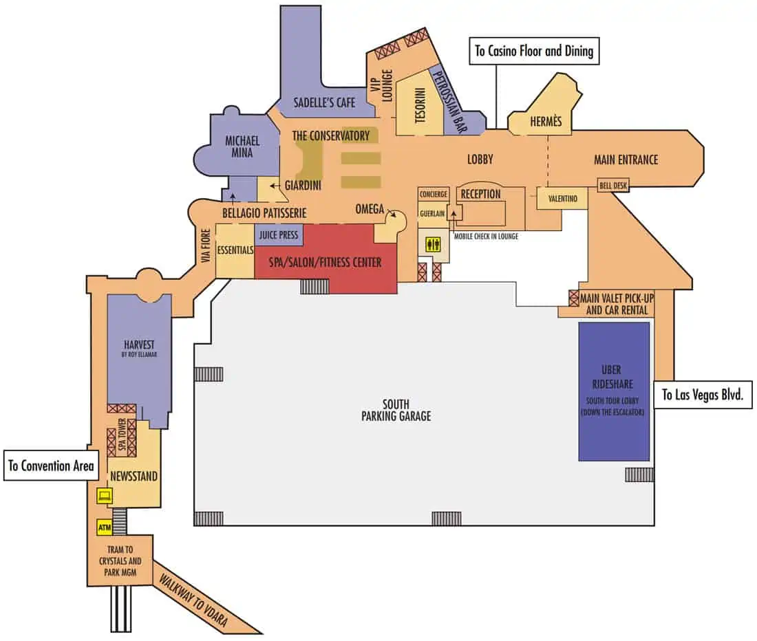 Mapa del hotel Bellagio