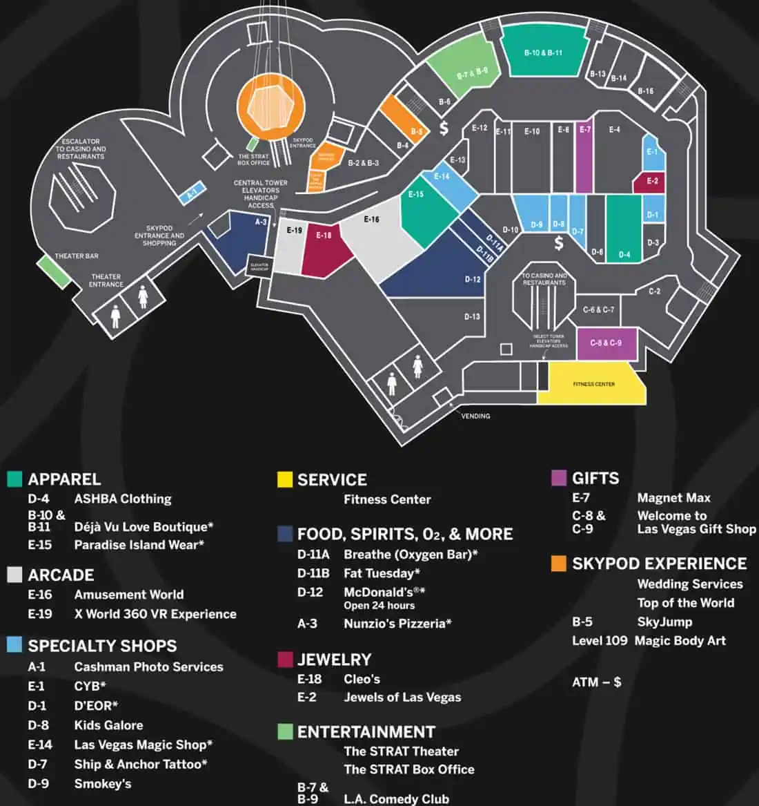 El mapa del hotel Stratocaster