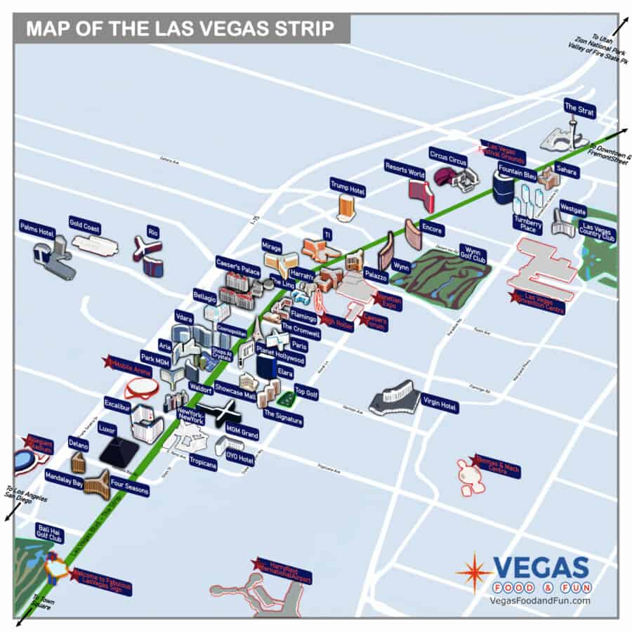 El mapa del Strip de Las Vegas