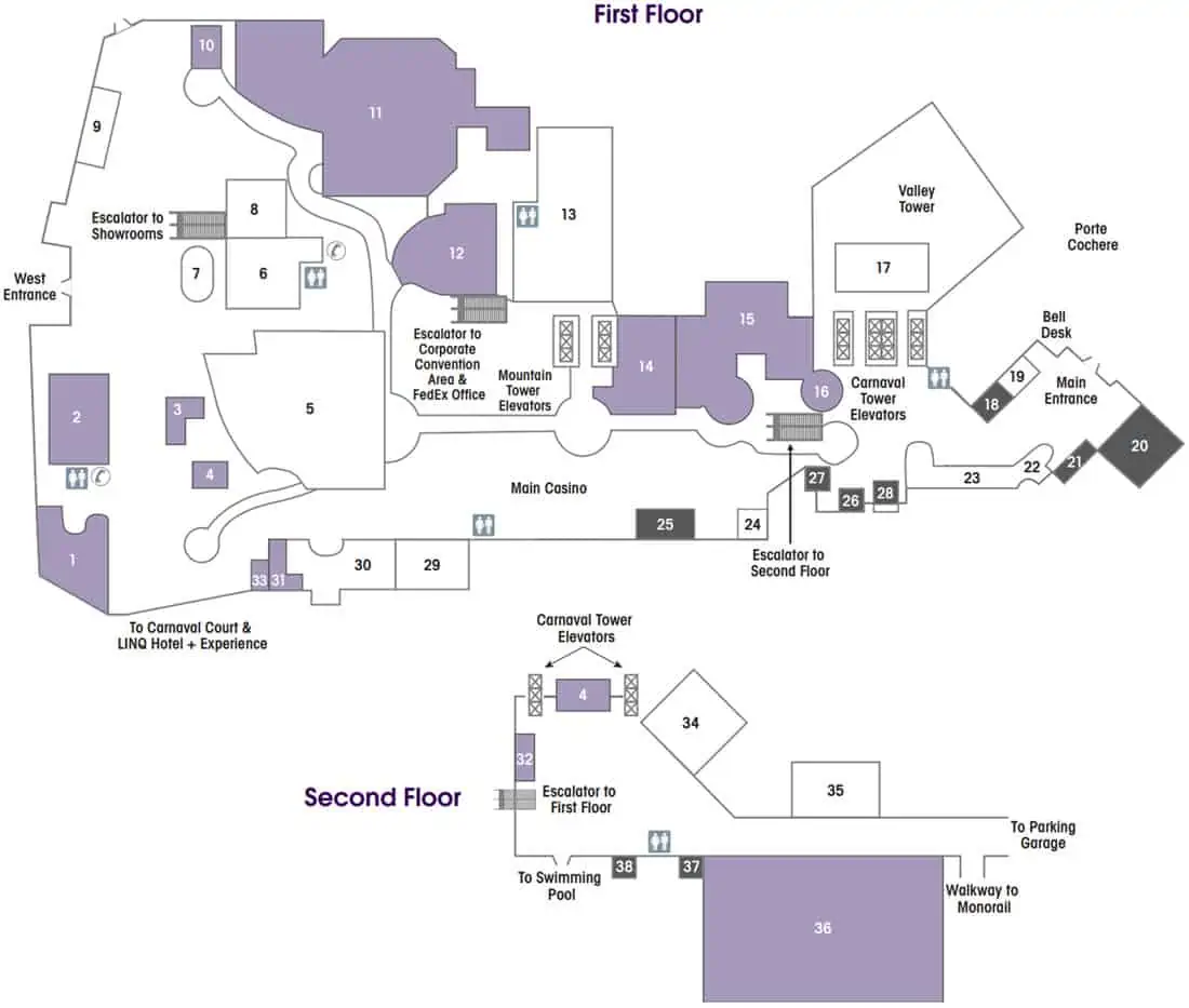 Mapa del hotel Harrah's