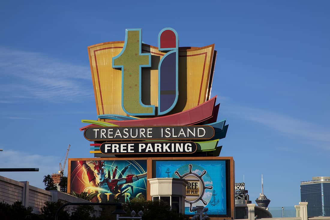 Tarifas de estacionamiento de Treasure Island y mapa para valet y estacionamiento sin asistencia