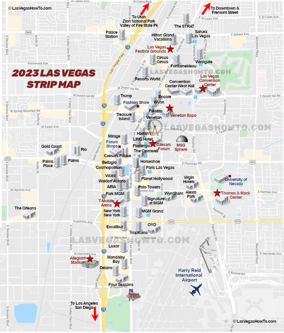 Mapa del Strip de Las Vegas 2023