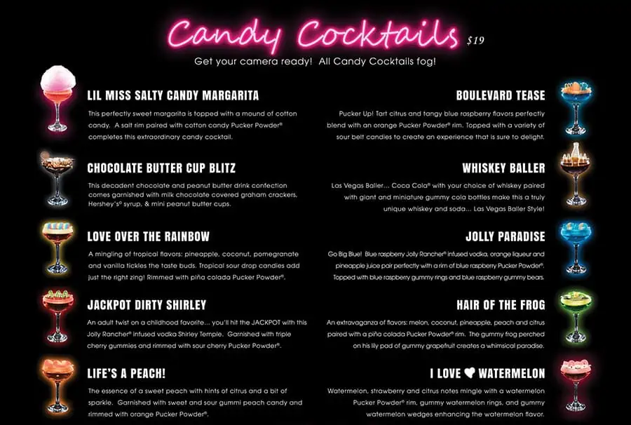 Candy Martini Bar: menú de Las Vegas, precios y horarios