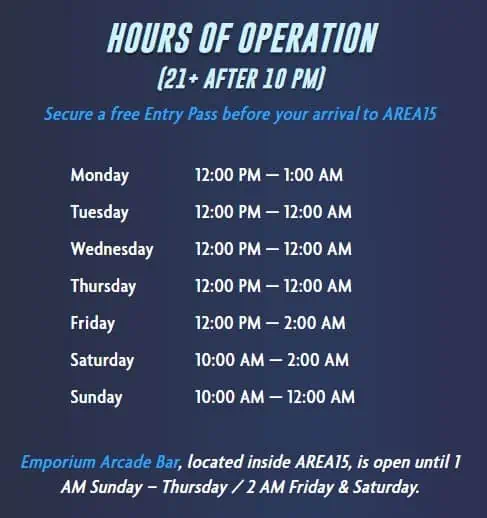 Entradas, actividades, comida y horarios del Área 15 Las Vegas