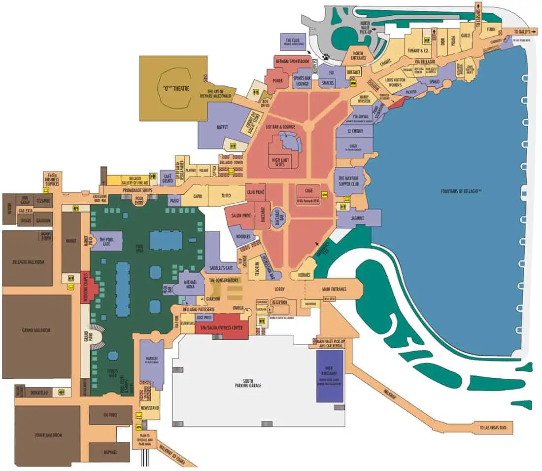 Mapa del hotel Bellagio