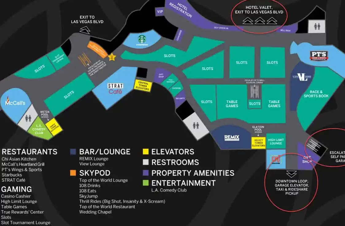 Stratosphere Parking: valet de Stratosphere, mapa de aparcamiento sin asistencia y tarifas ...